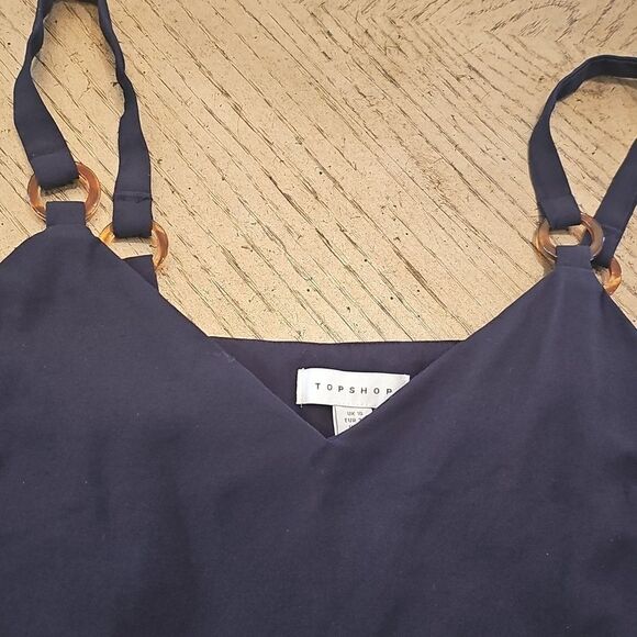 Topshop Navy Blue V NeckTank Top Camisole Size 6 - Picture 2 of 11